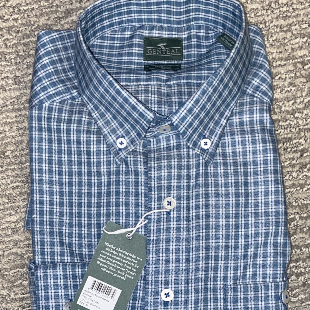 Genteal Performance Flannel -size M. Color is Blueberry — Button Down